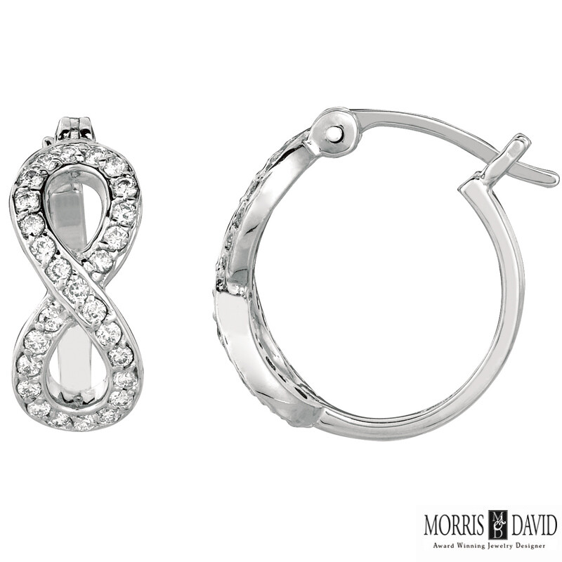 Pre-owned Morris 0.50 Ct Natural Diamond Infinity Earrings Si Set In 14k White Gold