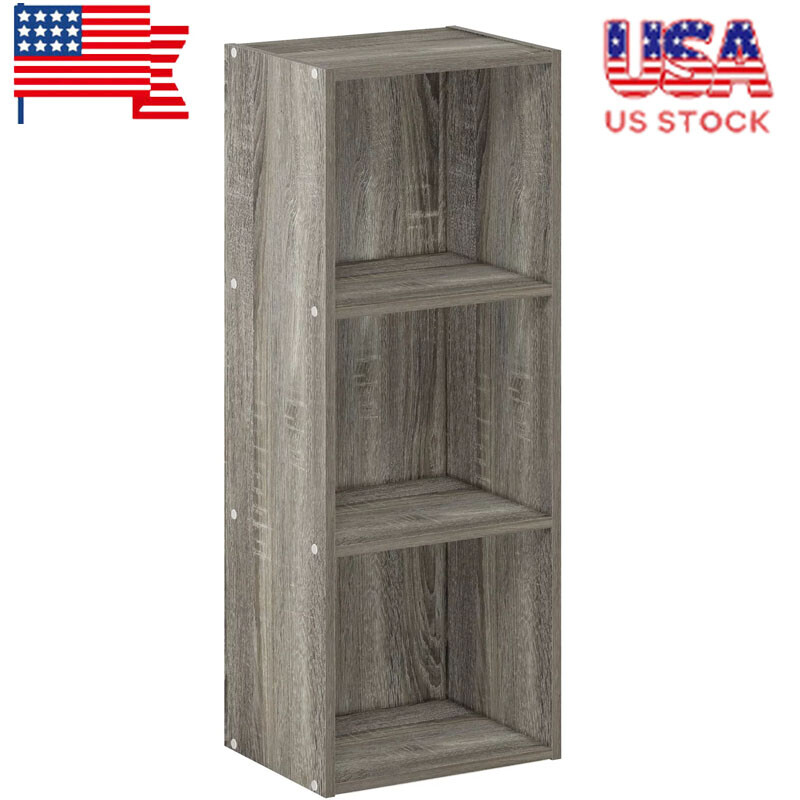3-Tier Open Shelf Bookcase Bookshelf Display Shelf Storage Organizer No Tool US