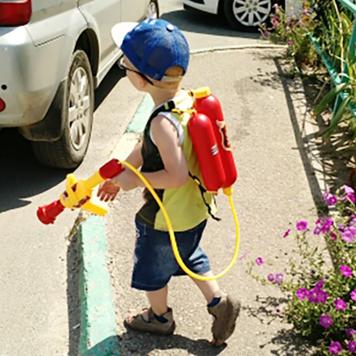 Firefighter Fireman Backpack Water Gun Toy For Kids Water Squirt Outdoor Summer