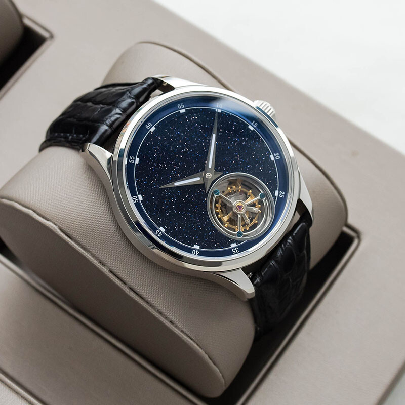 Pre-owned Seagull Sugess Tourbillon Blue Goldstone Dial  St8230 Mechanical Watch Su8230stra