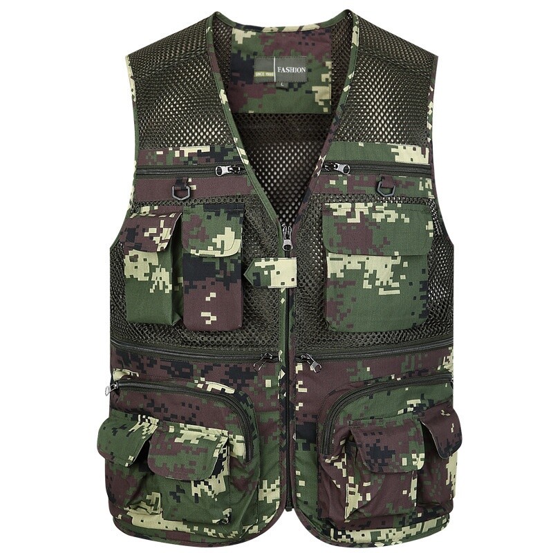 Men Fishing Vest Multi Pocket Mesh Waistcoat Sleeveless Jacket Hiking Casual