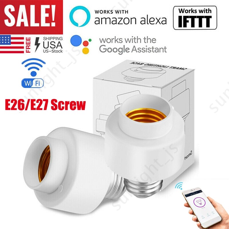 E26/E27 Wifi Smart Light Bulb Socket Adapter APP Control for Alexa Google Home