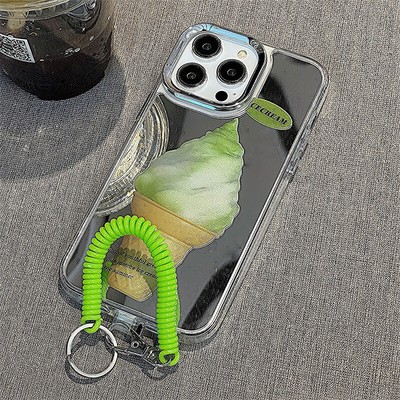 Glitter Ice Cream Mirror Design Case For iPhone 16 Pro Max 15 14 13 12 11 Cover