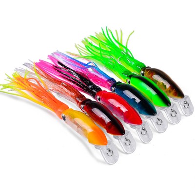 6PCS/Set Fishing Lures Lot Squid Octopus Jig with Skirt Bass Bait Hook Crankbait