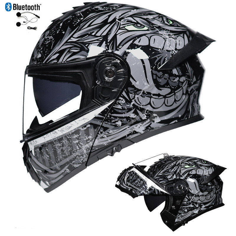 DOT Bluetooth Flip Up Motorcycle helmet Full Face Modular Motorbike Helmet ECE