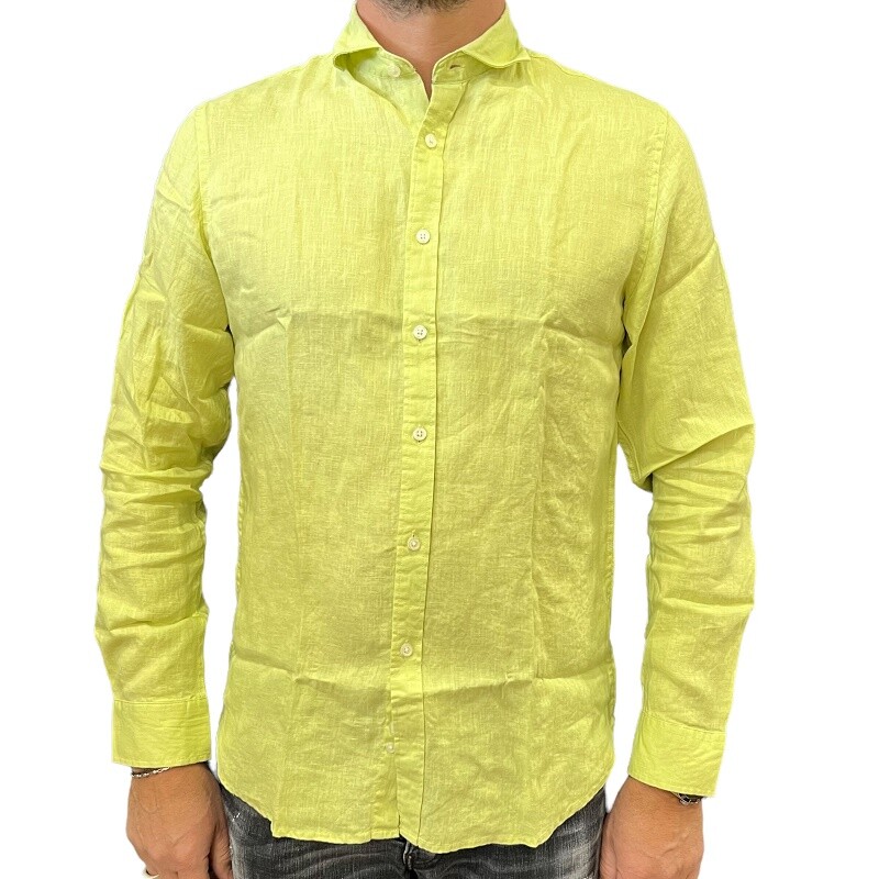 

Мужские рубашки из льна Clubwear Slim Fit Summer Long Sleeve 100% Linen Lime, Зеленый