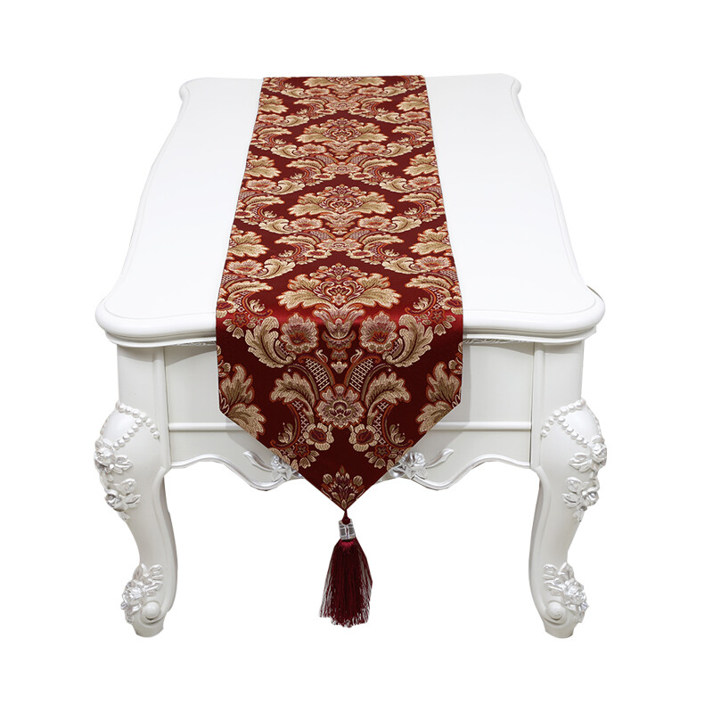Retro Jacquard Tischläufer Elegant Blumenmuster Quasten Esszimmer Kommode Heim
