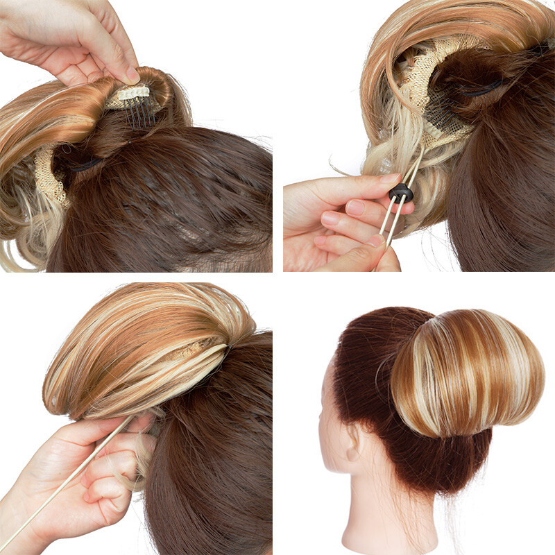 Formal Updo Scrunchies Drawstring Clip In Neat Straigt Bun