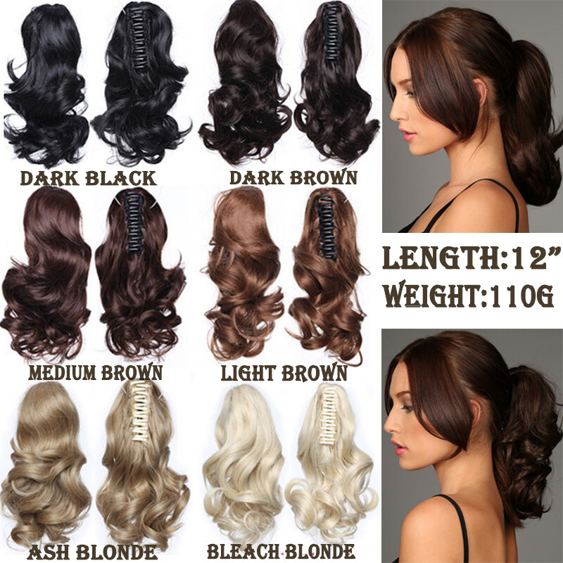 100 Thick Clip In Pony Tail Hair Extensions Claw Clip On Ponytail