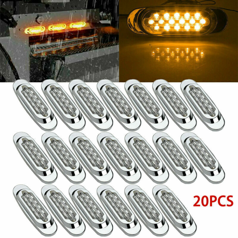Marker Lights 6.5" LED Truck RV Trailer Oval Clearance Side Light Amber Red