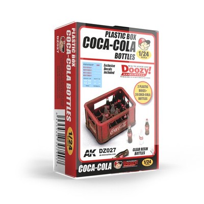 Coca-Cola Plastic Box Kit with Clear Resin Bottles and Decals, 1/24 Scale