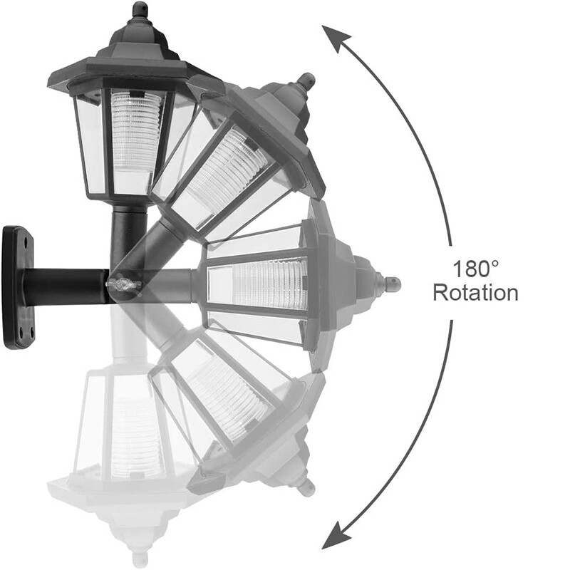 Solar Powered LED Light Outdoor Garden Yard Fence Wall Lantern Hexagonal Lamp