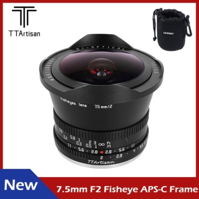 TTArtisan 7.5mm F2 Fisheye APS-C Frame Lens for Sony Fuji Nikon Canon M43 Leica