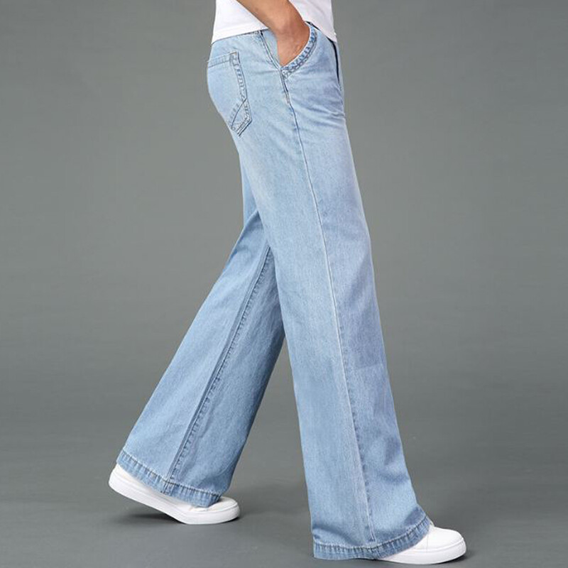 UK STOCK Mens Flared Jeans Retro 60s 70s Denim Trousers Bell Bottom Pants Daily