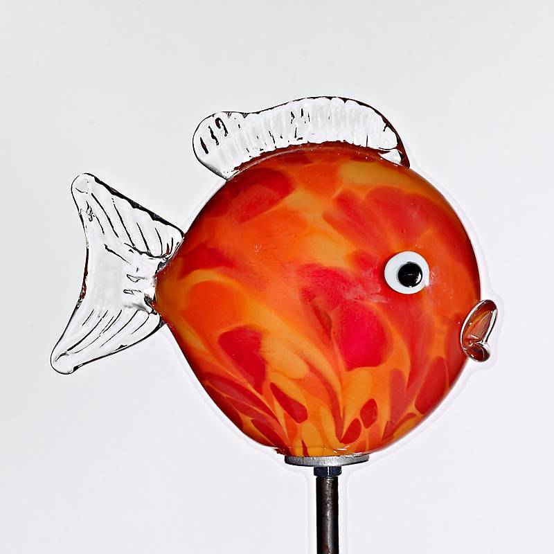 Kugelfisch Glasfisch Gartenteich Deko Glas Mundgeblasen Bunt 17,5 cm