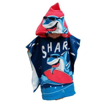 Baby Boy Girl Hooded Bath Shower Towel Soft Sunglasses Shark Beach Towels Wraps