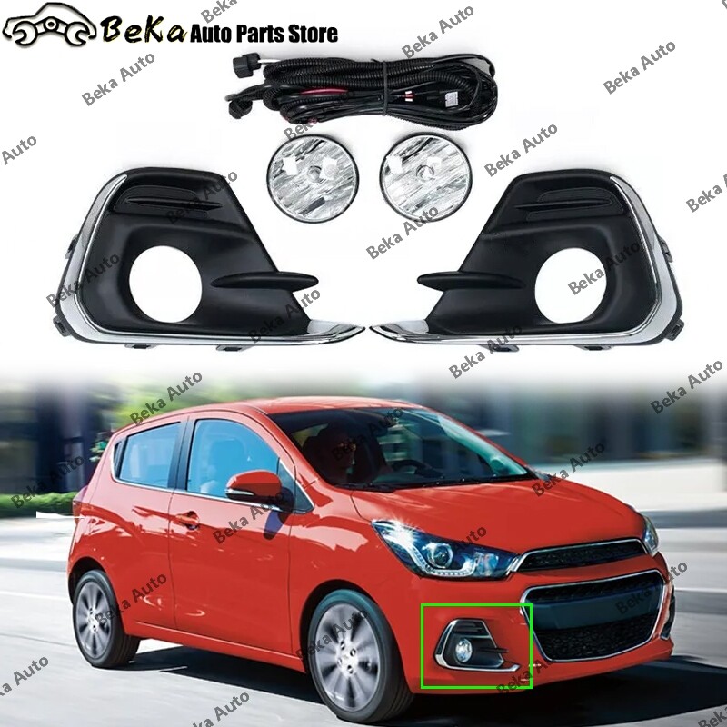 Front Bumper Fog Light Kit – Fits Chevrolet Spark 2016-2018 – Left & Right Halogen – Yellow 4300K