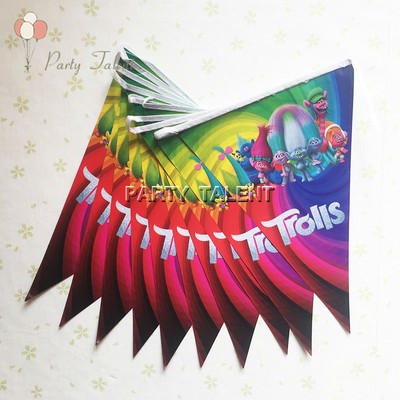 1pcs Trolls Theme Party Kids Birthday Party Decoration Paper Banner4010 Flags41