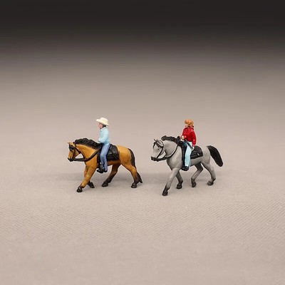 Mini Horseman Western Cowboy on Horseback for DIY Micro Figurine Resin Dollhouse