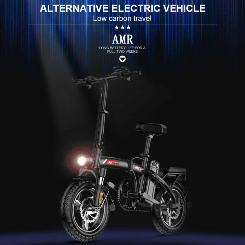 14" Electric Bike 350W 48V 15AH City E-bike Air Tire Folding High Speed Bicycle