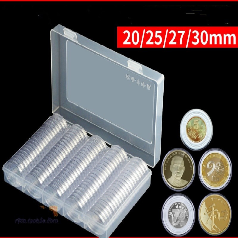 100X Coin Box Holder Storage Capsules Clear Applied 20MM 25MM 27MM 30MM New