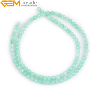 Natural Blue Amazonite Jade Gemstone Loose Round Beads For Jewelry Making 15''