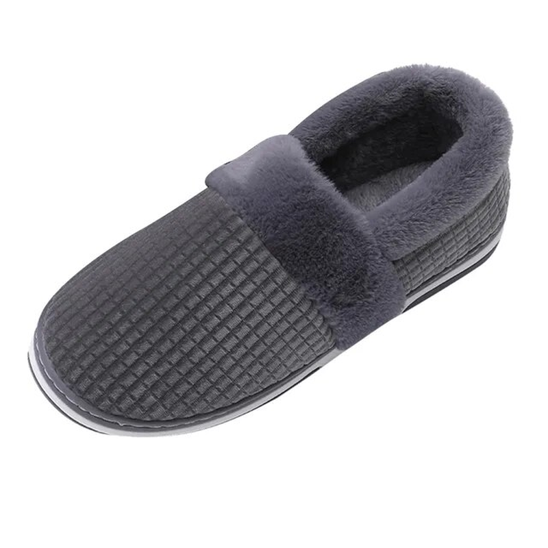 Plus Size Mens Winter Warm Home Slippers Couple Shoes Plush Solid Non-Slip on So