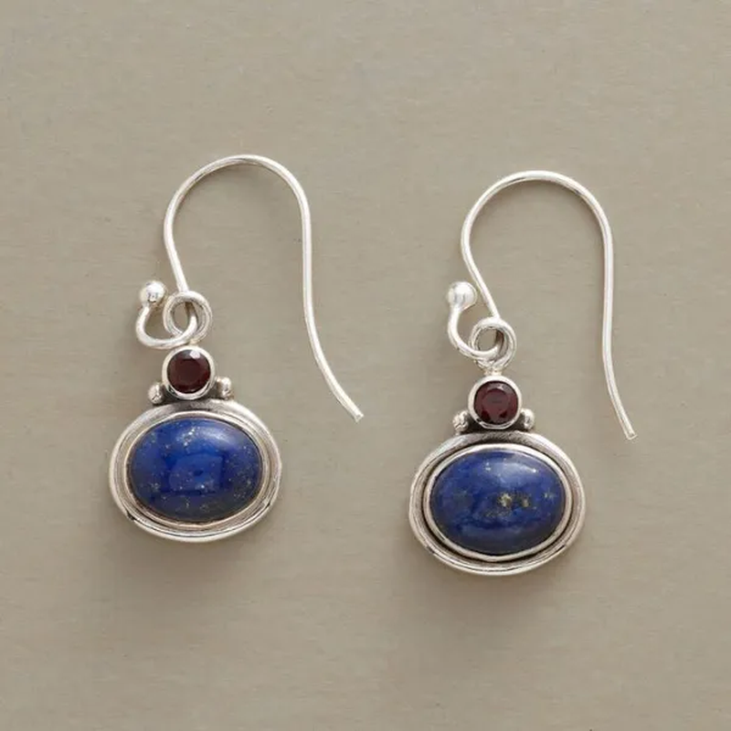 Romantic Classic Exquisite Vintage Earrings Women'S Fashion Retro Earrings Jewelry Natural Blue Zircon Ruby Retro Earrings Princess Engagement Earrings Anniversary Gift Birthday Party Earrings Jewelry