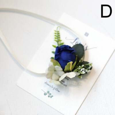 1pc Bride Groom Boutonniere Rose Corsage Artificial Wrist Flower Pin Brooch