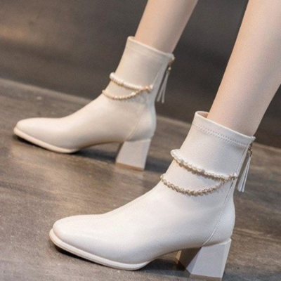 Ankle boots hotsell with pearl heel