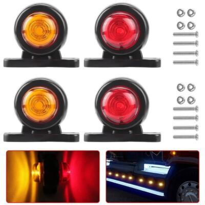 4x Red Amber 12V-24V LED Side Marker Lights Car Truck Trailer Van Outline Lamps