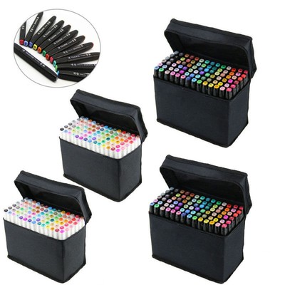 4080168pcs Color SET Alcohol Graphic Art Twin Tip Pen Marker Broad Fine Point