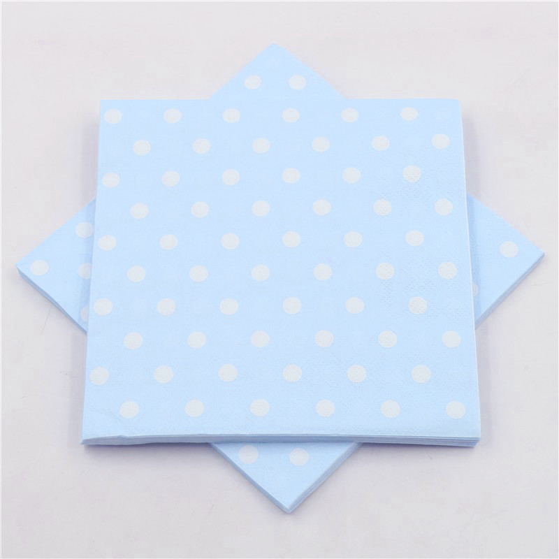 Set 12 Pezzi Tovaglioli Di Carta Per Feste Compleanni Party Azzurro Pois dfh