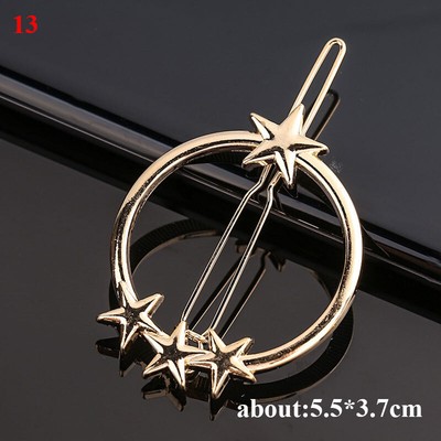 Geometric Metal Love Heart Hair Clip Star Barrette for Women Girl Sweet Hairpin=