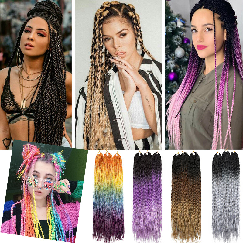 24 Inch Senegalese Twist Havana Braids Hair Extensions Afro Braiding Grey Ombre