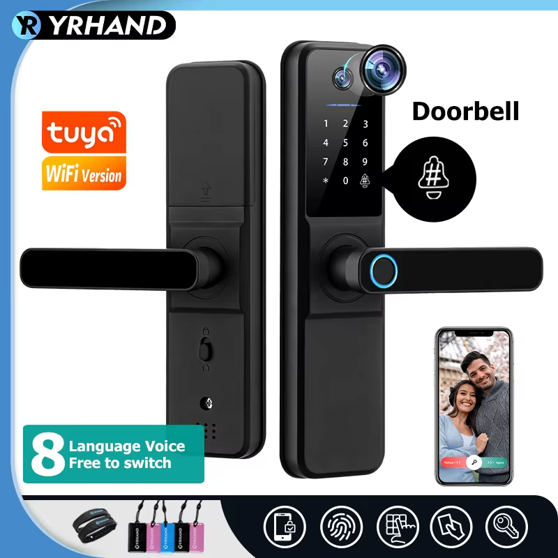 H01 fechadura eletronica Tuya Wifi Digital Electronic Smart Door Lock With Biome