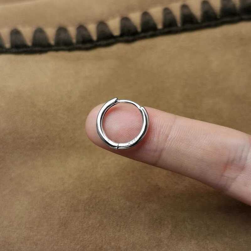 Surgical Steel Small Round Huggie Hoop Earrings Trendy Jewelry Gift For Her/Him