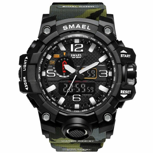 smael men sport black waterproof date military tac