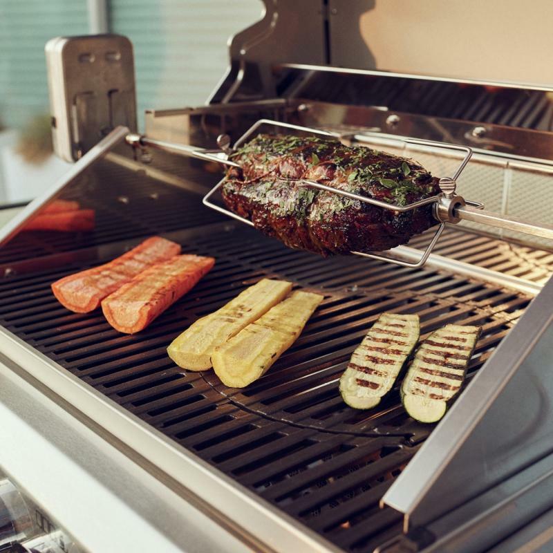 Vertikaler Grillspieß Aus Edelstahl – Mit 3 Spießen & Auffangschale Für Hähnchen