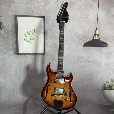 Vintage Sunburst Languedoc Electric Guitar Semi Hollow Body HH Pickups 24 Frets