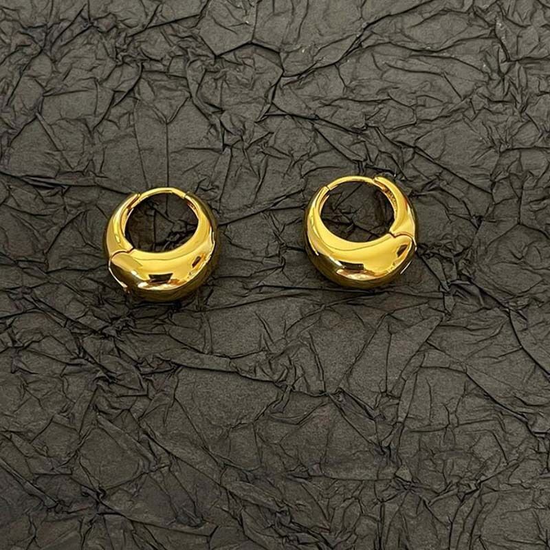 Classic Fashion Woman 14K Gold Plated Round Hoop Huggie Earring Clip