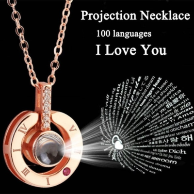 I LOVE YOU in 100 languages Pendant Necklace RDay Valentine s Day Silver Plated