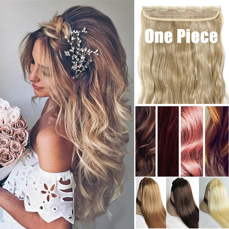 Multi Color Highlight Pink Purple One Piece 5 Clip Thick Hair