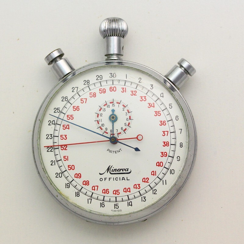 Minerva Official Split Second 9 Jewel Vintage Swiss Stopwatch / Timerの