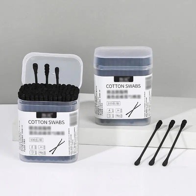 100 PCS JAR BLACK COTTON EAR SWAB AXIS