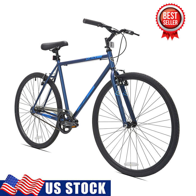 Blue 700c Thruster Fixie Men's Bike Single-Speed Bicycles Comfort Saddle Cycling