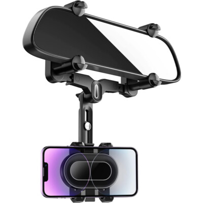 360°Car Rearview Mirror Holder Stand For-Mobile Cell Smart Phone GPS Phone Holde