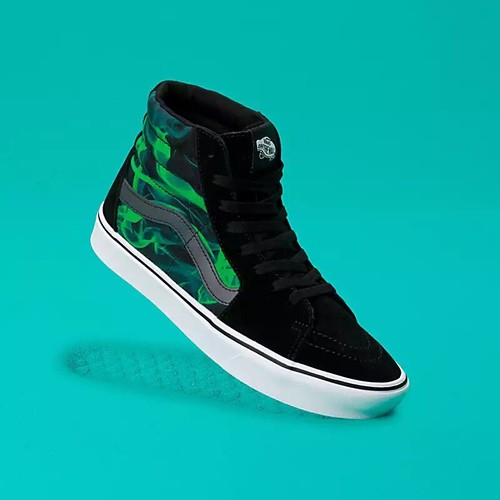 Черные зеленые парусиновые кроссовки VANS Sk8-Hi After Dark ComfyCush VN0A7TNOYJ7