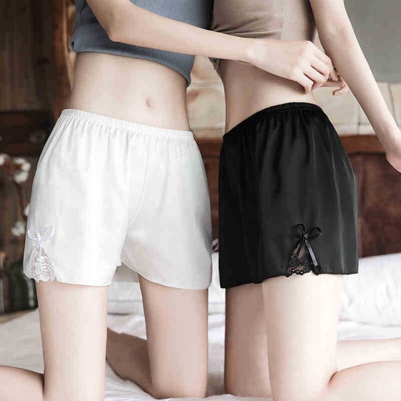 Damen Kunstseide Spitzenrand Sicherheit Shorts Unterhose Höschen Unten