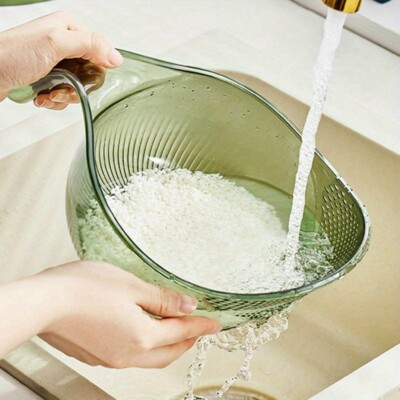 1pc Multifunctional Diamond Hole Rice Washing Bowl Colander - Water Draining Bas